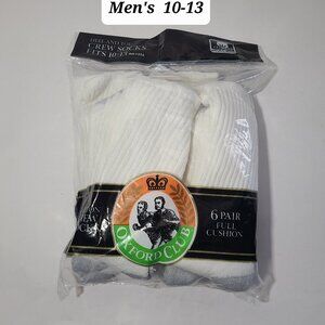 Vintage 80s/90s Oxford Club Men's Cotton/Nylon Crew Socks 6 Pairs Size 10-13 NOS